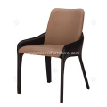 Italian minimalist brown and black leather armest chairs